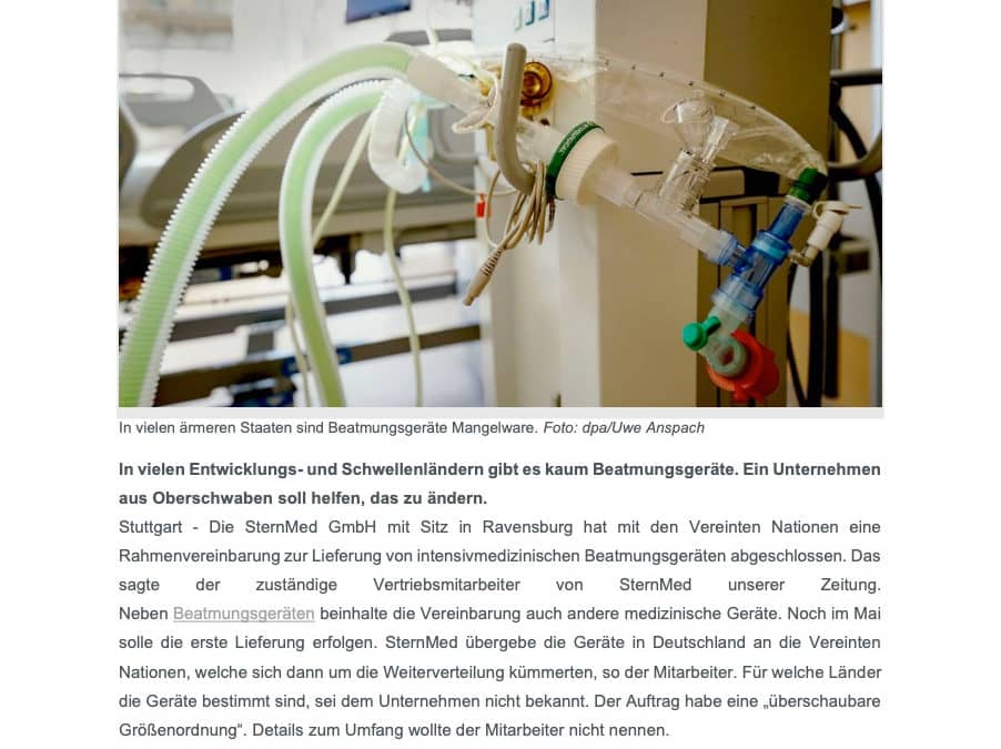 Beatmungsgeräte für COVID 19 Patienten